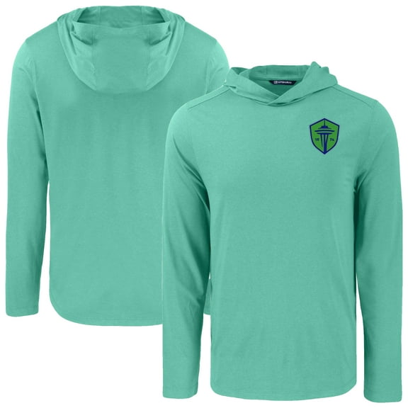 Men's-Cutter & Buck  Kelly Green Seattle Sounders FC Coastline Epic Comfort Eco Long Sleeve Recycled Hooded Shirt