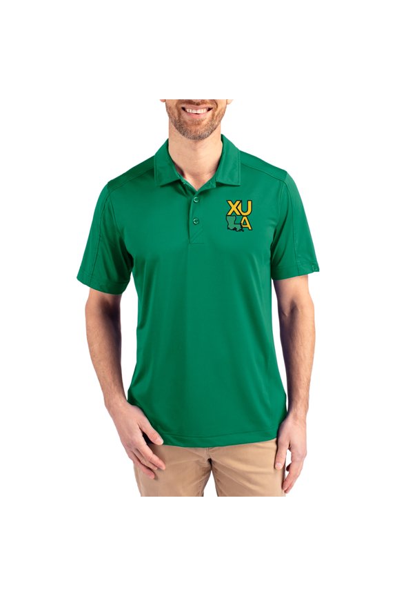 Men's Cutter & Buck Kelly Green Xavier University of Louisiana Gold Rush Prospect Eco Textured Stretch Recycled Polo
