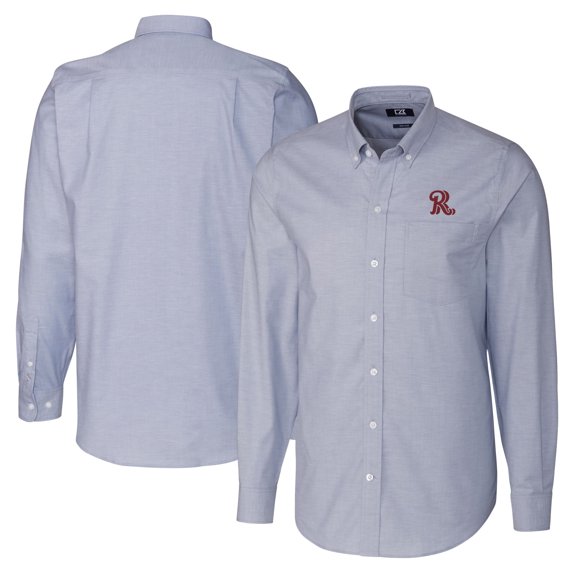 Men's Cutter & Buck Light Blue Frisco RoughRiders Big & Tall Oxford Stretch Long Sleeve Button-Down Dress Shirt