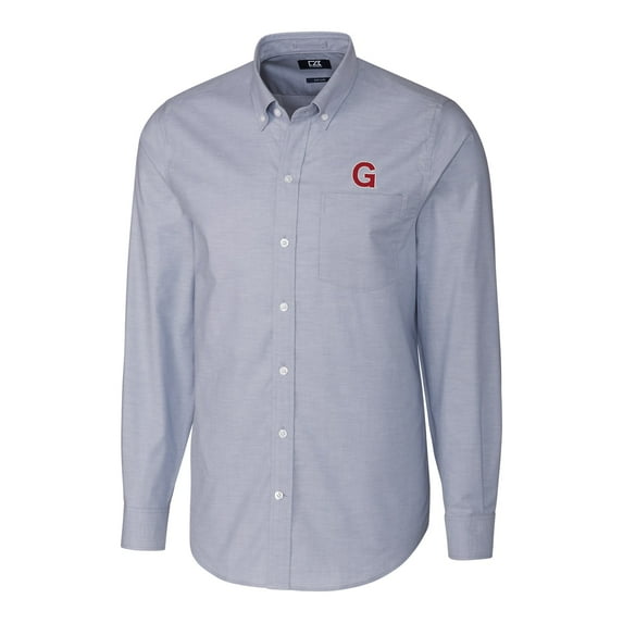 Men's Cutter & Buck Light Blue Gonzaga Bulldogs Stretch Vault Logo Oxford Long Sleeve Shirt