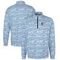 thumbnail image 1 of Men's Cutter & Buck Light Blue Greenville Drive Traverse Camo Print Stretch Quarter-Zip Pullover Top, 1 of 3