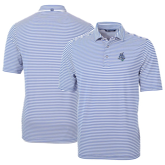 Men's Cutter & Buck Light Blue Hartford Yard Goats DryTec Virtue Eco Pique Stripe Recycled Polo