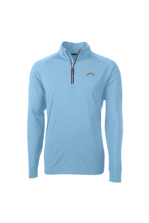 Men's Cutter & Buck Light Blue Los Angeles Chargers Adapt Eco Knit Quarter-Zip Pullover Jacket