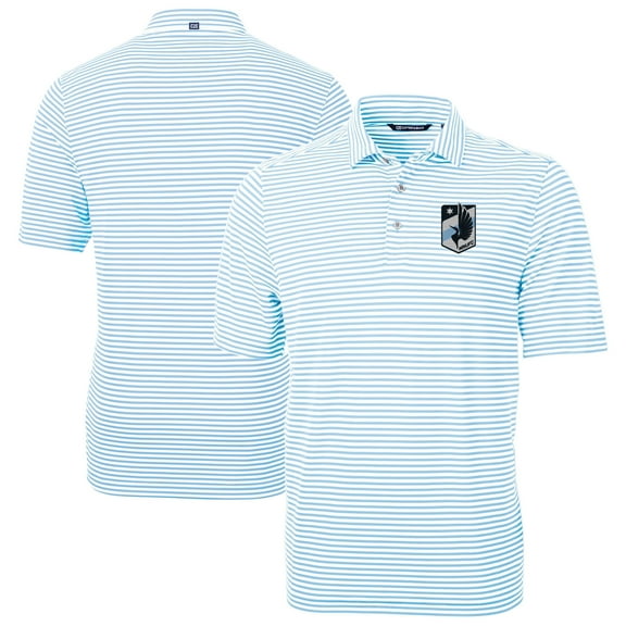 Men's Cutter & Buck Light Blue Minnesota United FC DryTec Virtue Eco Pique Stripe Recycled Polo