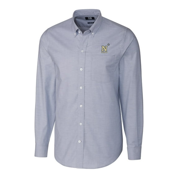 Men's Cutter & Buck Light Blue Navy Midshipmen Stretch Oxford Big & Tall Long Sleeve Button-Down Shirt