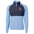 thumbnail image 1 of Men's Cutter & Buck Light Blue/Navy St. Louis Cardinals Adapt Eco Knit Hybrid Recycled Quarter-Zip Pullover Jacket, 1 of 1