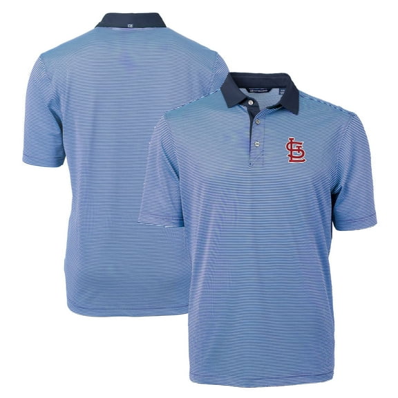 Men's Cutter & Buck Light Blue/Navy St. Louis Cardinals Virtue Eco Pique Micro Stripe Recycled Polo