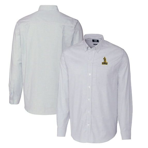 Men's Cutter & Buck Light Blue Northern Arizona Lumberjacks Vault Big & Tall Oxford Stripe Long Sleeve Button-Down Shirt