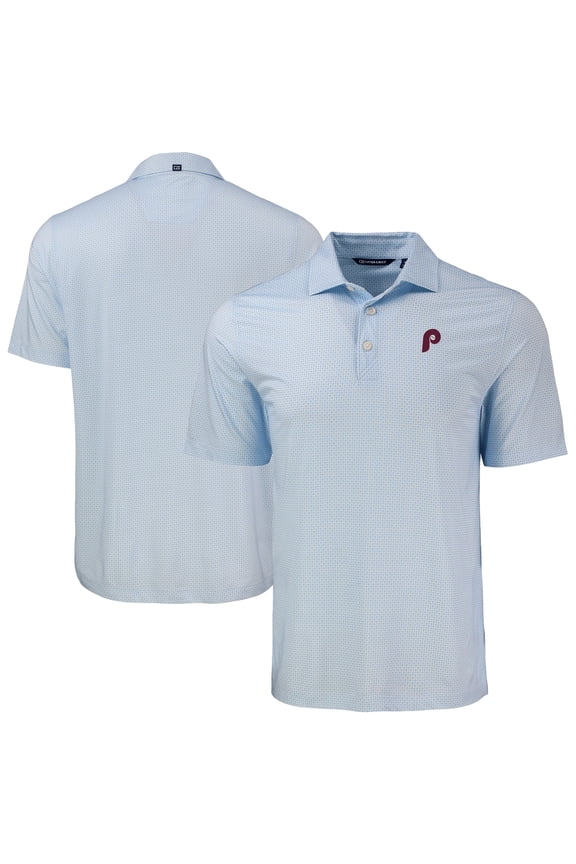 Men's Cutter & Buck Light Blue Philadelphia Phillies Pike Eco Diamond Dot Print Polo