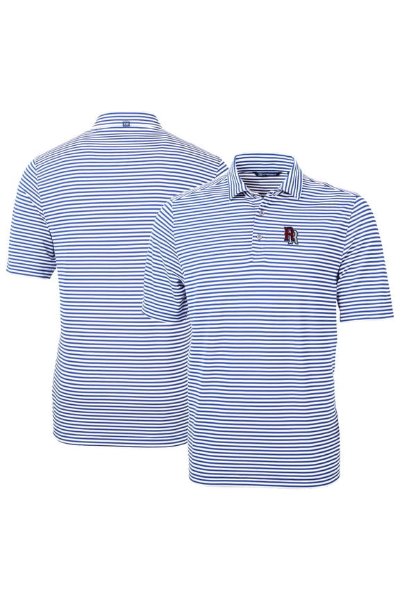 Men's Cutter & Buck Light Blue Round Rock Express DryTec Virtue Eco Pique Stripe Recycled Polo