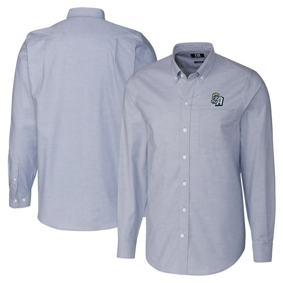 Men's Cutter & Buck Light Blue San Antonio Missions Big & Tall Oxford Stretch Long Sleeve Button-Down Dress Shirt