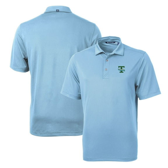 Men's Cutter & Buck Light Blue Tulane Green Wave Team Logo Virtue Eco Pique Recycled Polo