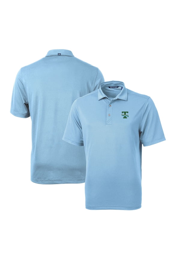 Men's Cutter & Buck Light Blue Tulane Green Wave Team Logo Virtue Eco Pique Recycled Polo