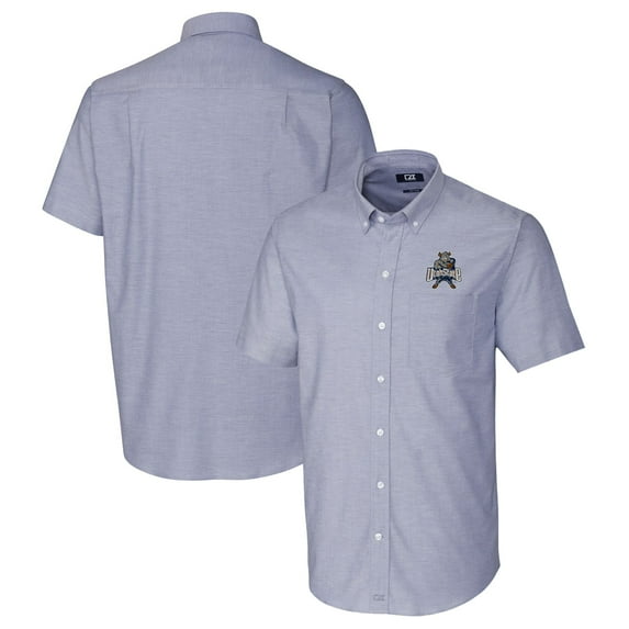 Men's Cutter & Buck Light Blue Utah State Aggies Vault Stretch Oxford Short Sleeve Button-Down Shirt