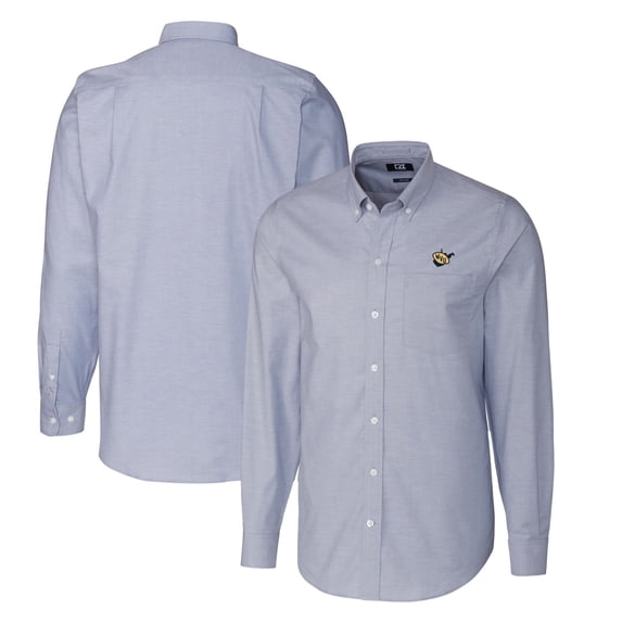 Men's Cutter & Buck Light Blue West Virginia Mountaineers Vault Big & Tall Oxford Long Sleeve Button-Down Shirt