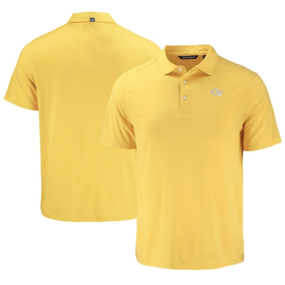 Men's Cutter & Buck Light Gold Georgia Tech Yellow Jackets Coastline Epic Comfort Eco Recycled Polo