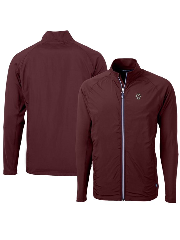 Men's Cutter & Buck Maroon Boston College Eagles Adapt Eco Knit Hybrid Recycled Full-Zip Jacket