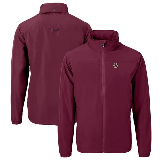 Men's Cutter & Buck Maroon Boston College Eagles Charter Eco Recycled Full-Zip Jacket