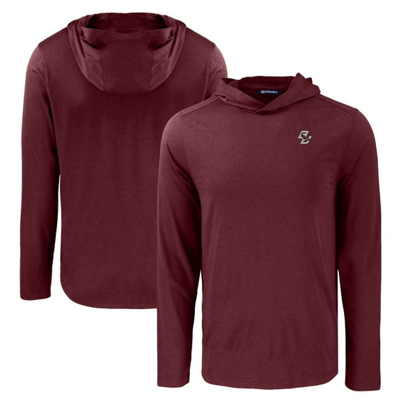 Men's Cutter & Buck Maroon Boston College Eagles Coastline Epic Comfort Eco Recycled Long Sleeve Hoodie T-Shirt