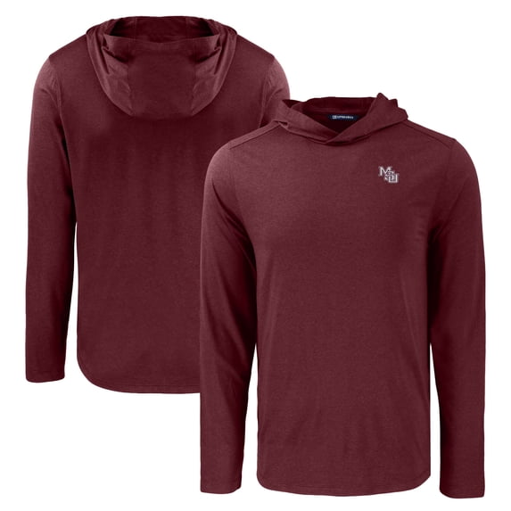 Men's Cutter & Buck Maroon Mississippi State Bulldogs Coastline Epic Comfort Eco Recycled Long Sleeve Hoodie T-Shirt