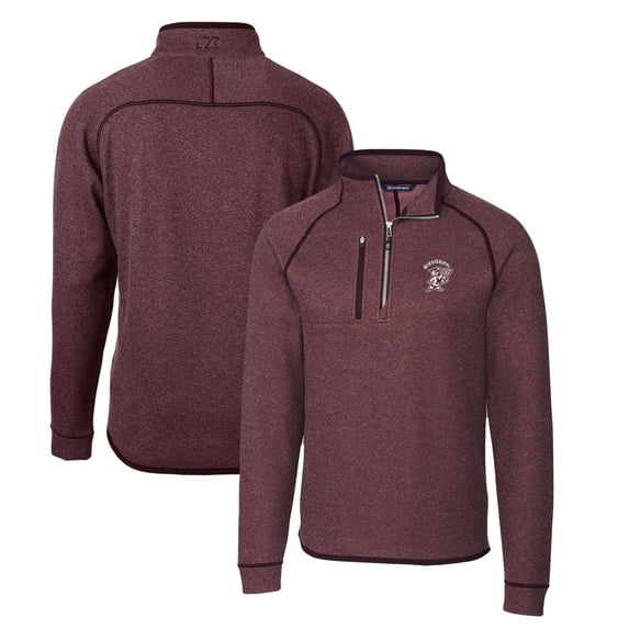 Men's Cutter & Buck Maroon Mississippi State Bulldogs Mainsail Sweater-Knit Half-Zip Pullover Jacket