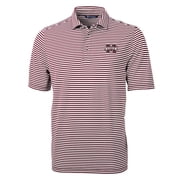 Mens Cutter & Buck Maroon Mississippi State Bulldogs Virtue Eco Pique Stripe Recycled Polo