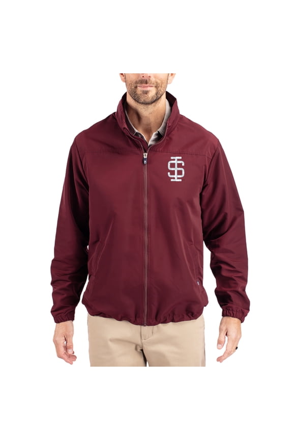 Men's Cutter & Buck Maroon Southern Illinois Salukis Charter Eco Recycled Full-Zip Jacket