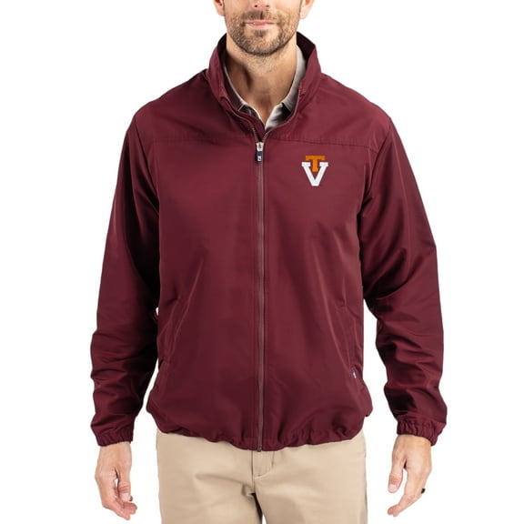 Men's Cutter & Buck Maroon Virginia Tech Hokies Charter Eco Recycled Full-Zip Jacket
