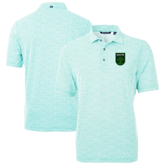 Men's-Cutter & Buck Mint Austin FC Virtue Eco Pique Botanical Print Recycled Polo