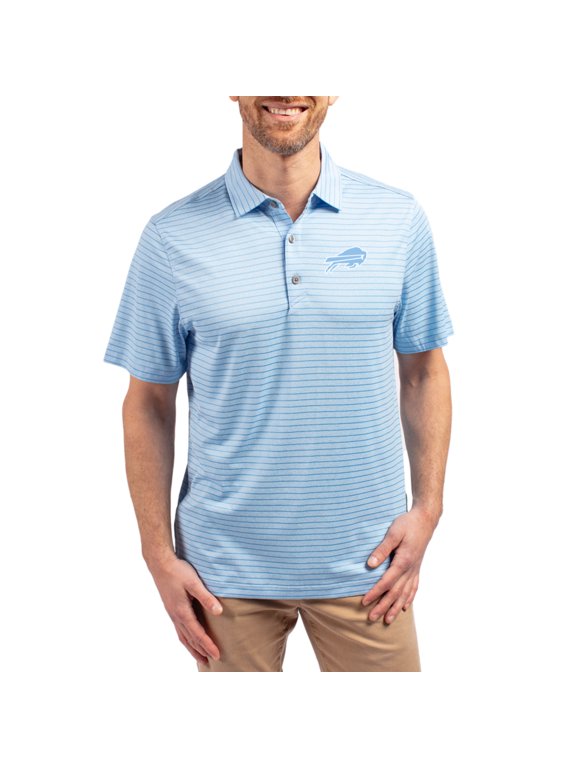 Men's Cutter & Buck Mint Buffalo Bills Forge Eco Heathered Stripe Stretch Recycled Polo