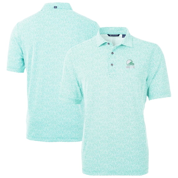 Men's Cutter & Buck Mint Cleveland Browns Virtue Eco Pique Botanical Print Recycled Polo