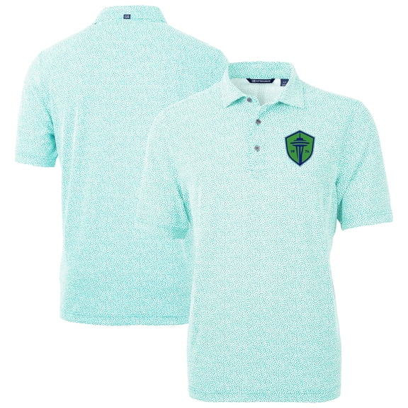 Men's-Cutter & Buck  Mint Seattle Sounders FC Virtue Eco Pique Botanical Print Recycled Polo