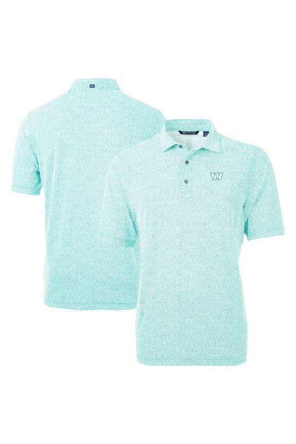 Men's Cutter & Buck Mint Washington Commanders Virtue Eco Pique Botanical Print Recycled Polo