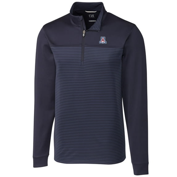 Men's Cutter & Buck Navy Arizona Wildcats Big & Tall Traverse Stripe Half-Zip Pullover Jacket