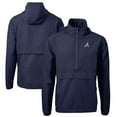 thumbnail image 1 of Men's Cutter & Buck Navy Atlanta Braves Charter Eco Recycled Half-Zip Anorak Jacket, 1 of 3