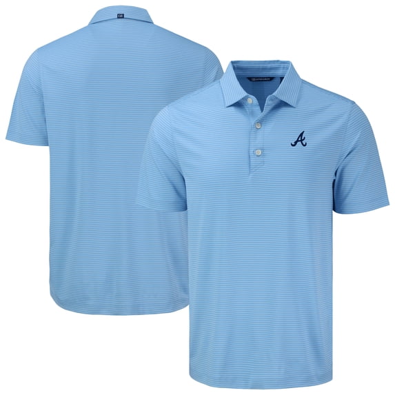 Men's Cutter & Buck Navy Atlanta Braves Forge Eco Fine Line Stripe Polo