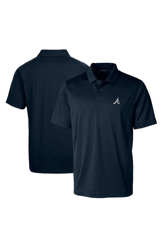 Men's Cutter & Buck Navy Atlanta Braves Prospect Textured Stretch Polo