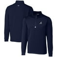 thumbnail image 1 of Men's Cutter & Buck  Navy Atlanta Braves Traverse Stretch Quarter-Zip Pullover Top, 1 of 3