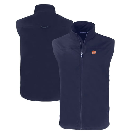 Men's Cutter & Buck Navy Auburn Tigers Charter Eco Recycled Full-Zip Vest