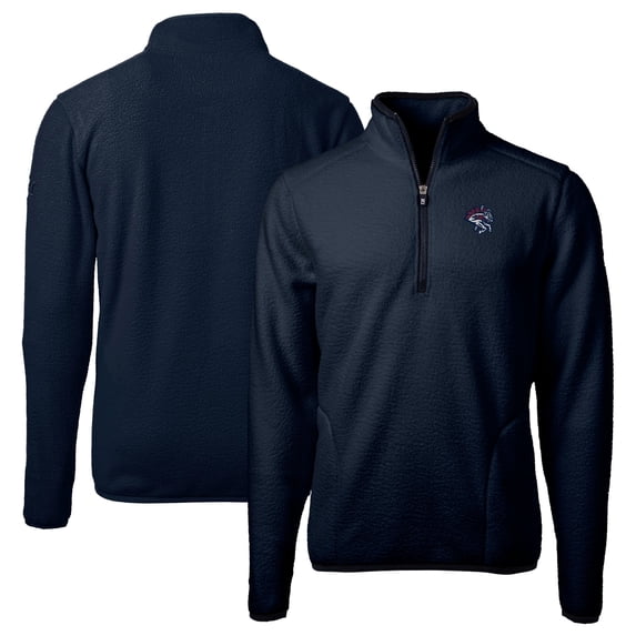Men's Cutter & Buck Navy Binghamton Rumble Ponies Cascade Eco Sherpa Fleece Quarter-Zip Jacket