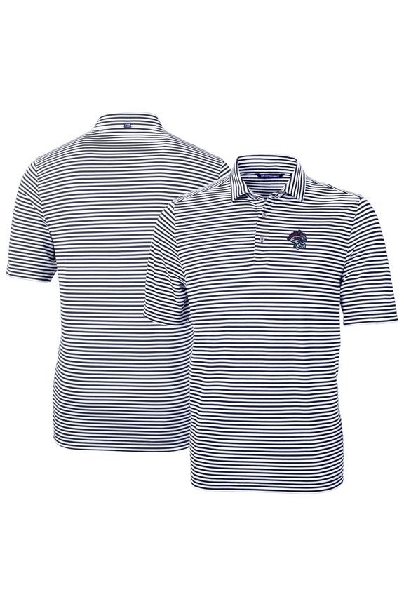 Men's Cutter & Buck Navy Binghamton Rumble Ponies DryTec Virtue Eco Pique Stripe Recycled Polo