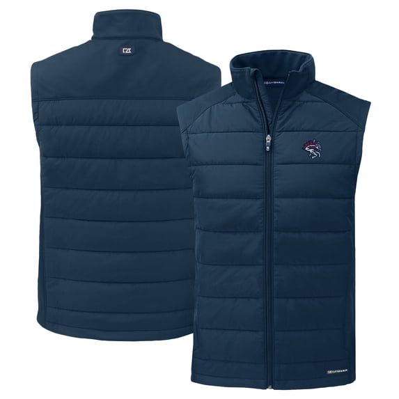 Men's Cutter & Buck Navy Binghamton Rumble Ponies Evoke Hybrid Eco Softshell Recycled Full-Zip Vest