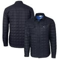 thumbnail image 1 of Men's Cutter & Buck Navy Binghamton Rumble Ponies Rainier PrimaLoft Eco Insulated Quilted Button-Up Shacket, 1 of 3