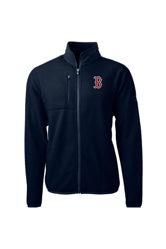 Men's Cutter & Buck Navy Boston Red Sox Cascade Eco Sherpa Fleece Full-Zip Jacket