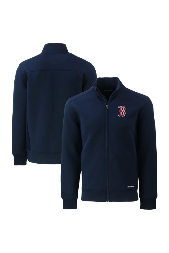 Men's Cutter & Buck Navy Boston Red Sox Roam Eco Recycled Full-Zip Jacket