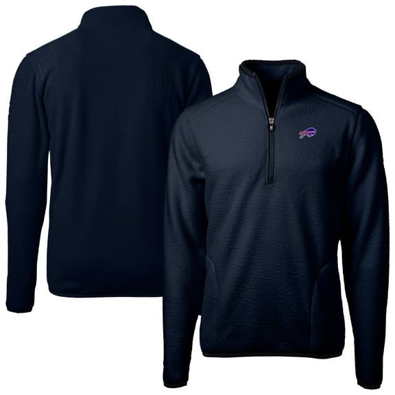 Men's Cutter & Buck Navy Buffalo Bills Big & Tall Cascade Eco Fleece Quarter-Zip Jacket