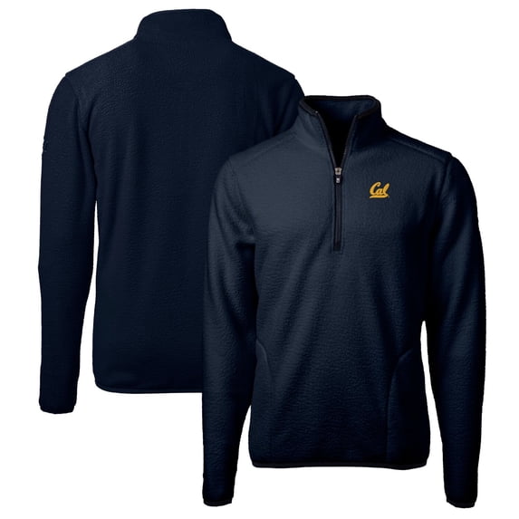 Men's Cutter & Buck Navy Cal Bears Big & Tall Cascade Eco Sherpa Fleece Quarter-Zip Jacket