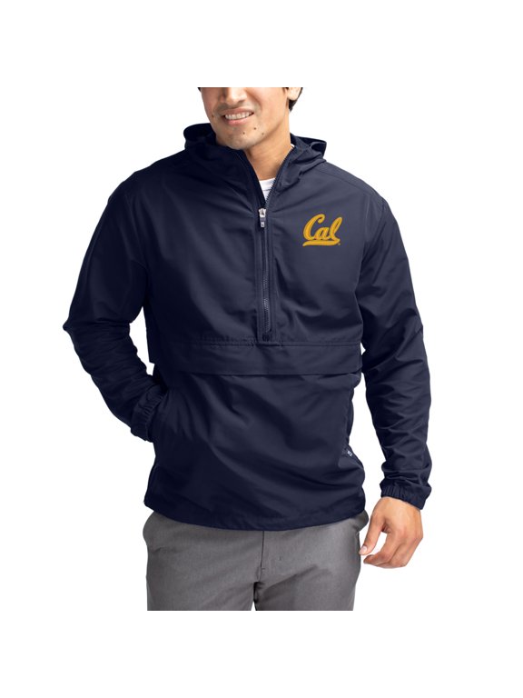Men's Cutter & Buck Navy Cal Bears Charter Eco Recycled Half-Zip Anorak Jacket