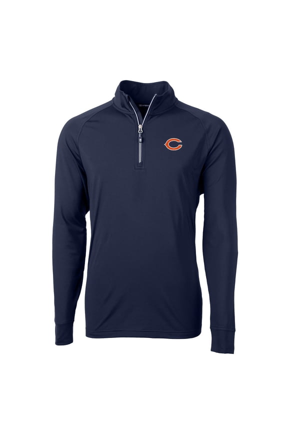 Men's Cutter & Buck Navy Chicago Bears Big & Tall Adapt Eco Knit Quarter-Zip Pullover Jacket