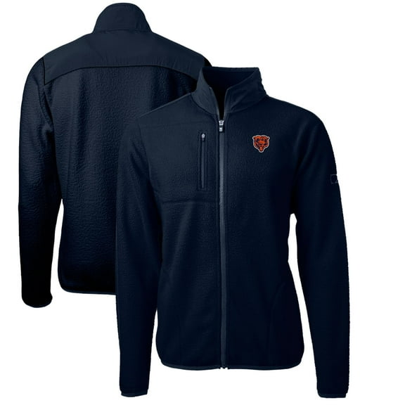 Men's Cutter & Buck Navy Chicago Bears Cascade Eco Sherpa Big & Tall Fleece Full-Zip Throwback Jacket